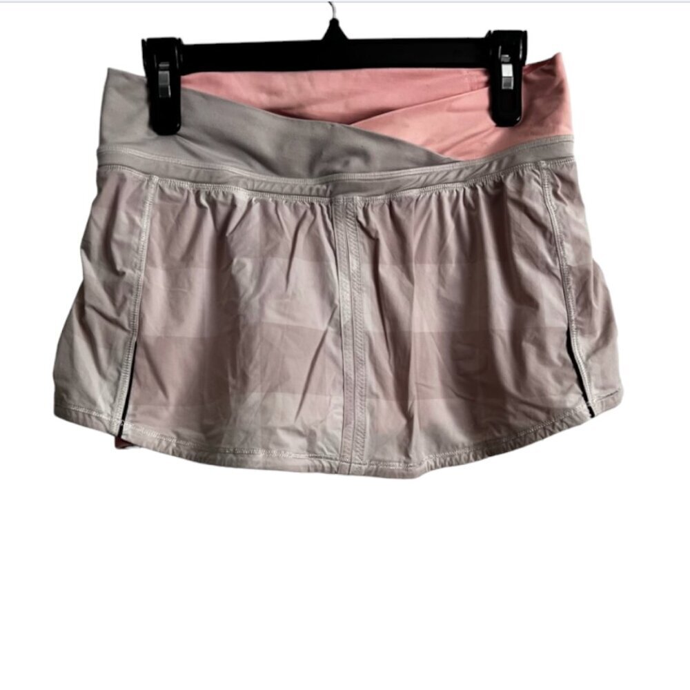 Lululemon Pink / Gray Gingham Run: Pace Skirt
